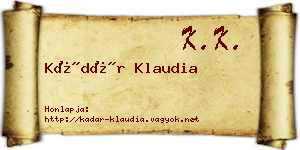 Kádár Klaudia névjegykártya